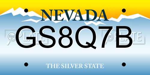 GS8Q7B Nevada License Plate