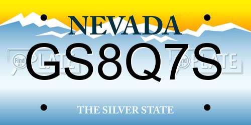 GS8Q7S Nevada License Plate