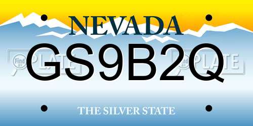GS9B2Q Nevada License Plate