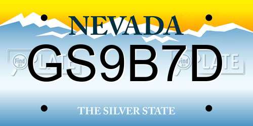 GS9B7D Nevada License Plate