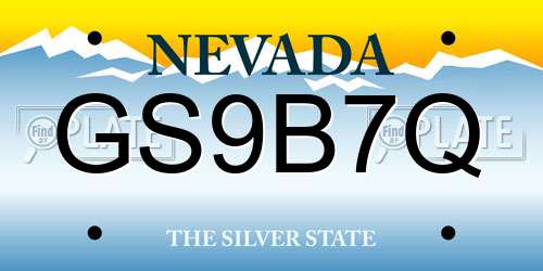 GS9B7Q Nevada License Plate