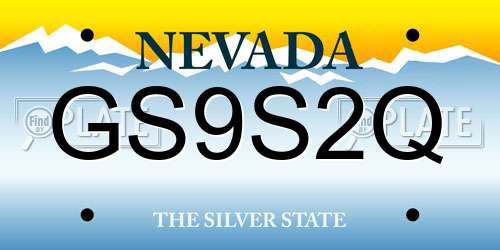 GS9S2Q Nevada License Plate