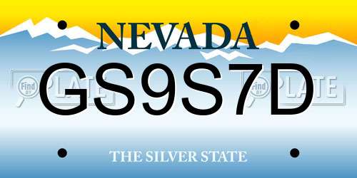 GS9S7D Nevada License Plate
