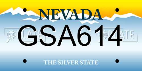 GSA614 Nevada License Plate