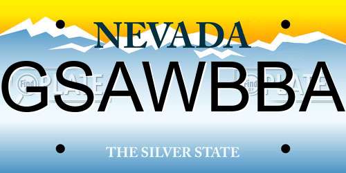 GSAWBBA Nevada License Plate