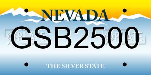 GSB2500 Nevada License Plate
