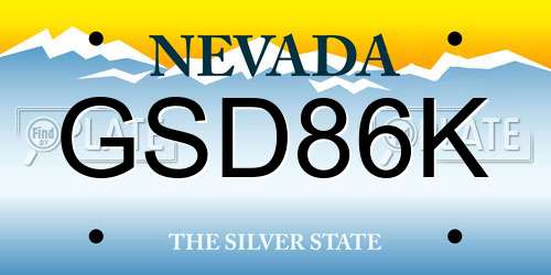 GSD86K Nevada License Plate