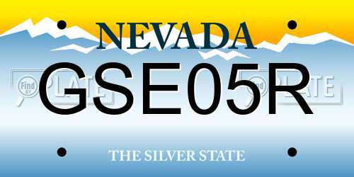 GSE05R Nevada License Plate