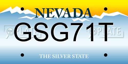 GSG71T Nevada License Plate