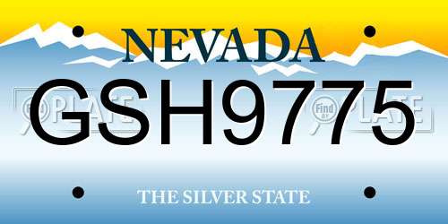 GSH9775 Nevada License Plate