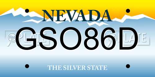 GSO86D Nevada License Plate