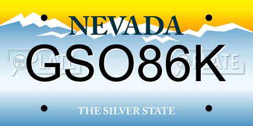 GSO86K Nevada License Plate