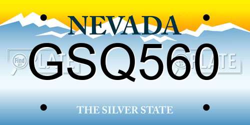 GSQ560 Nevada License Plate
