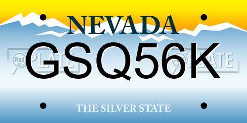GSQ56K Nevada License Plate