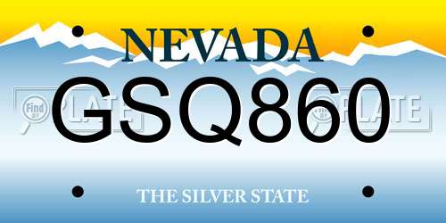 GSQ860 Nevada License Plate