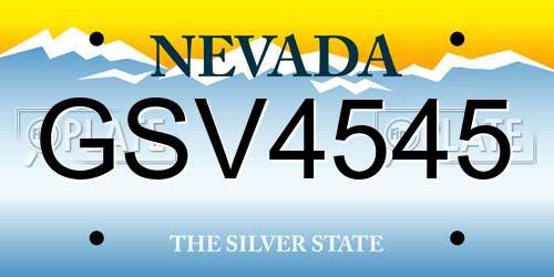 GSV4545 Nevada License Plate