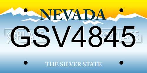 GSV4845 Nevada License Plate