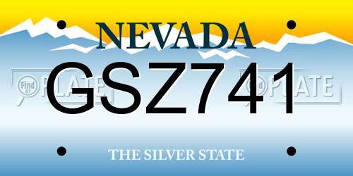 GSZ741 Nevada License Plate