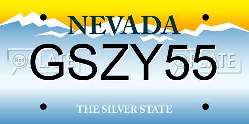 GSZY55 Nevada License Plate