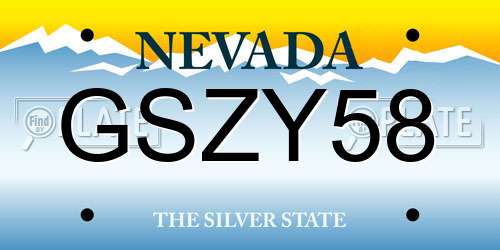 GSZY58 Nevada License Plate