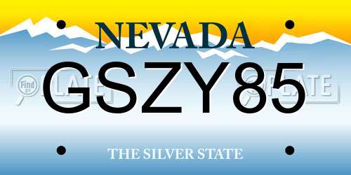 GSZY85 Nevada License Plate