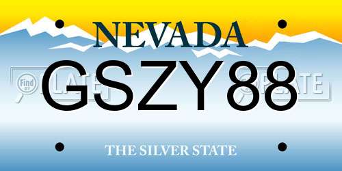 GSZY88 Nevada License Plate