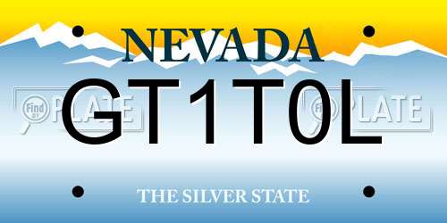 GT1T0L Nevada License Plate