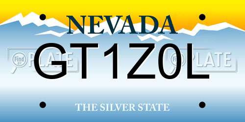 GT1Z0L Nevada License Plate