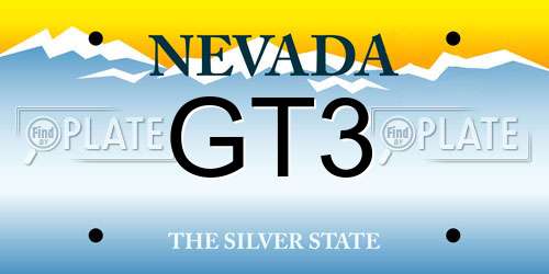 GT3 Nevada License Plate