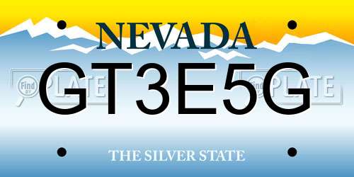 GT3E5G Nevada License Plate