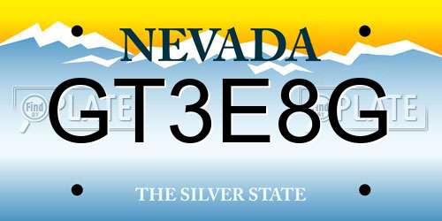 GT3E8G Nevada License Plate