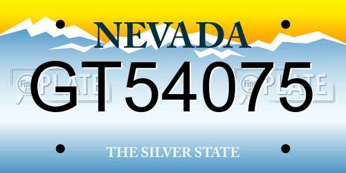 GT54075 Nevada License Plate