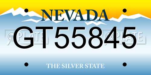 GT55845 Nevada License Plate
