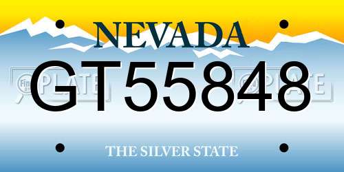 GT55848 Nevada License Plate