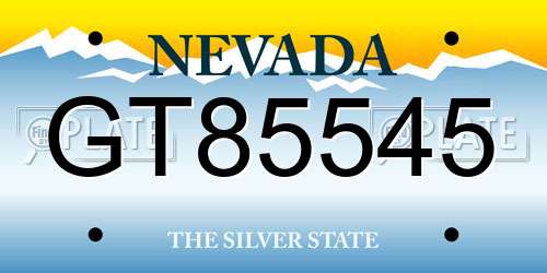 GT85545 Nevada License Plate