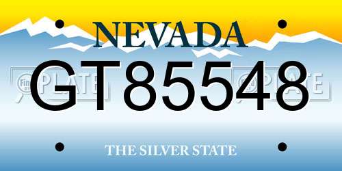 GT85548 Nevada License Plate