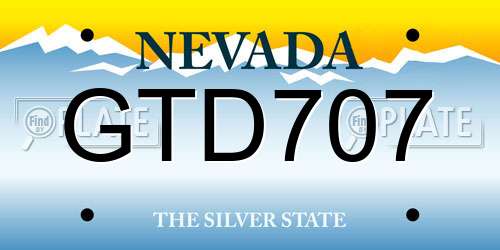 GTD707 Nevada License Plate