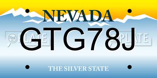 GTG78J Nevada License Plate