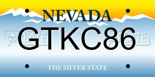 GTKC86 Nevada License Plate