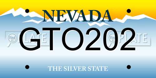 GTO202 Nevada License Plate