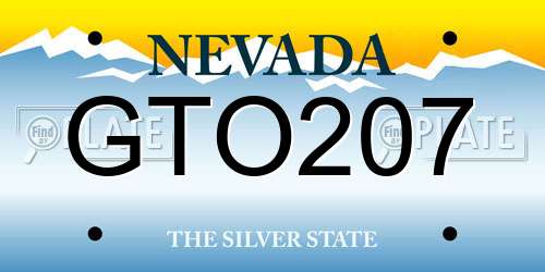 GTO207 Nevada License Plate
