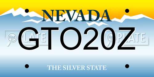 GTO20Z Nevada License Plate