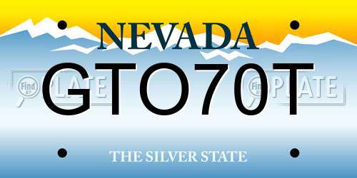 GTO70T Nevada License Plate