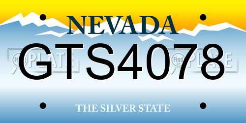 GTS4078 Nevada License Plate