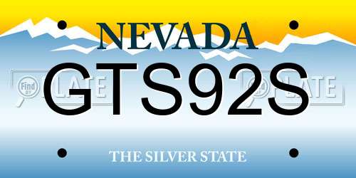 GTS92S Nevada License Plate