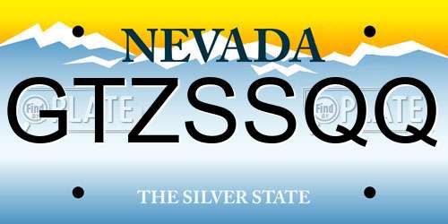 GTZSSQQ Nevada License Plate
