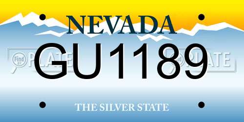 GU1189 Nevada License Plate