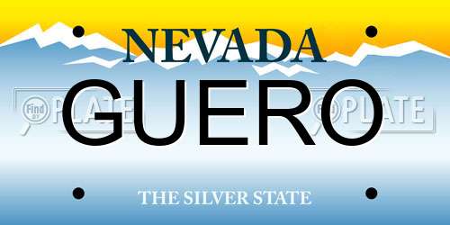 GUERO Nevada License Plate