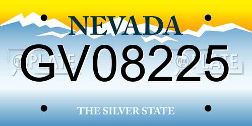 GV08225 Nevada License Plate