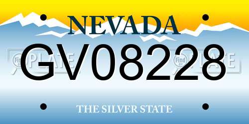 GV08228 Nevada License Plate